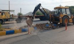 عملیات اصلاح هندسی تقاطع بلوار شیخ مندنی مسجدسلیمان توسط شهرداری در حال انجام است