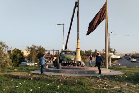 آغاز عملیات بهسازی ، زیباسازی و نصب تندیس سردار شهید حاج قاسم سلیمانی در میدان دانشگاه آزاد اسلامی مسجدسلیمان