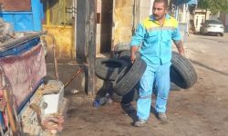 اجرای طرح جمع‌آوری لاستیک‌های فرسوده در سطح شهر مسجدسلیمان